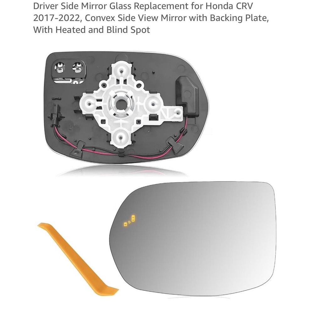Driver Side Mirror Glass Convex Left Chrome Heated Blind Spot Honda CRV 17-22